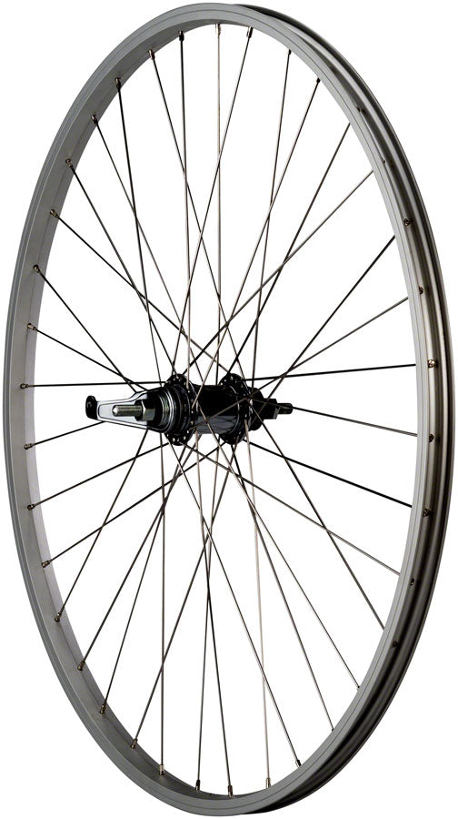 NEW Quality Wheels Value Single Wall Series Coaster Brake Rear Wheel - 700c, 3/8" x 124mm, Coaster Brake, 3 Prong Cog, Silver - Around the Cycle