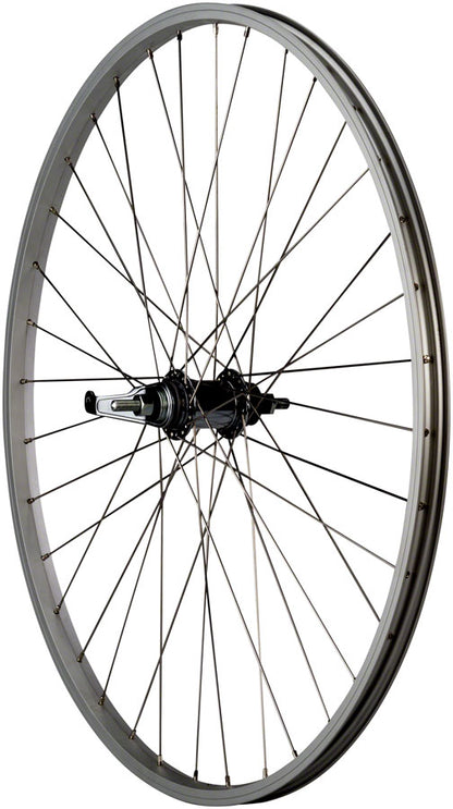 NEW Quality Wheels Value Single Wall Series Coaster Brake Rear Wheel - 700c, 3/8" x 124mm, Coaster Brake, 3 Prong Cog, Silver - Around the Cycle