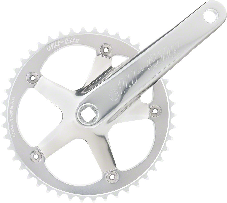 NEW All-City 612 Crankset All-City 612 Track Crankset - 170mm, Single Speed, 46t, 144 BCD, Square Taper JIS Spindle Interface, Silver