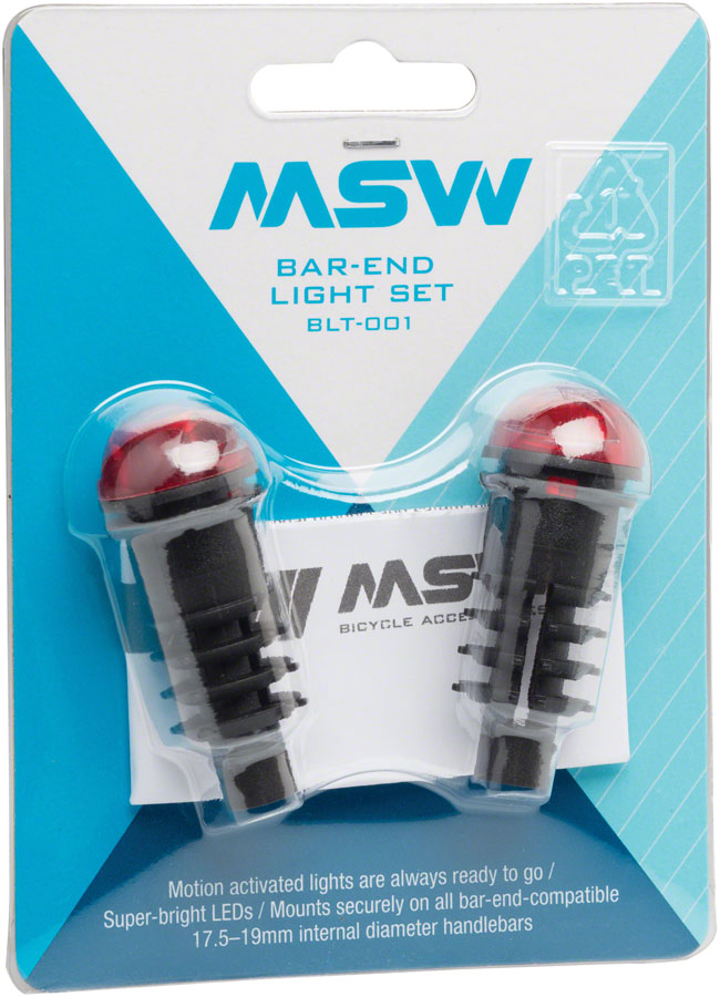 NEW MSW Bar End Lightset with Motion Sensor: Black/Red