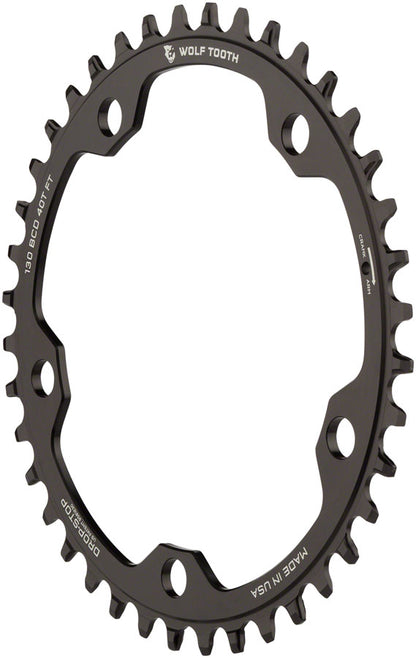 NEW Wolf Tooth 130 BCD Road and Cyclocross Chainring - 38t, 130 BCD, 5-Bolt, Drop-Stop, 10/11/12-Speed Eagle and Flattop Compatible, Black