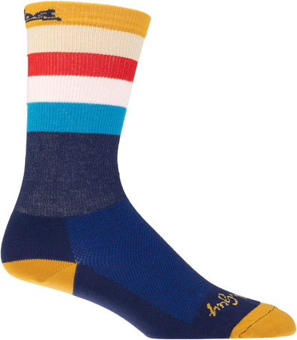 NEW Salsa Team Polytone Sock - 8 inch, Navy, w/ Stripes, Large/X-Large - Around the Cycle