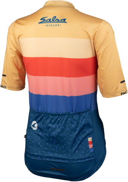 NEW Salsa Team Polytone Women's Jersey - Goldenrod, Dark Blue, w/ Stripes, Large - Around the Cycle
