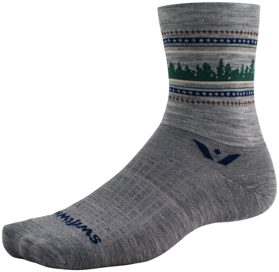 NEW Swiftwick Vision Five Winter Collection Socks - 5 inch, Winter Heather Forest, Medium