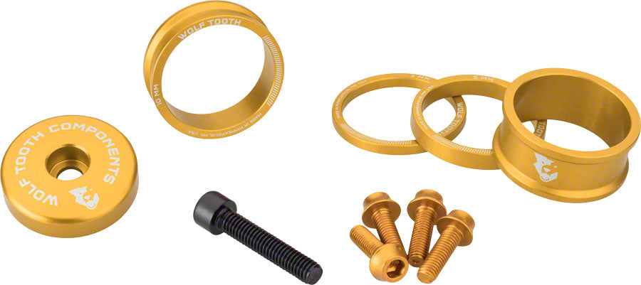 NEW Wolf Tooth Components BlingKit: Headset Spacer Kit 3, 5,10, 15mm, Gold