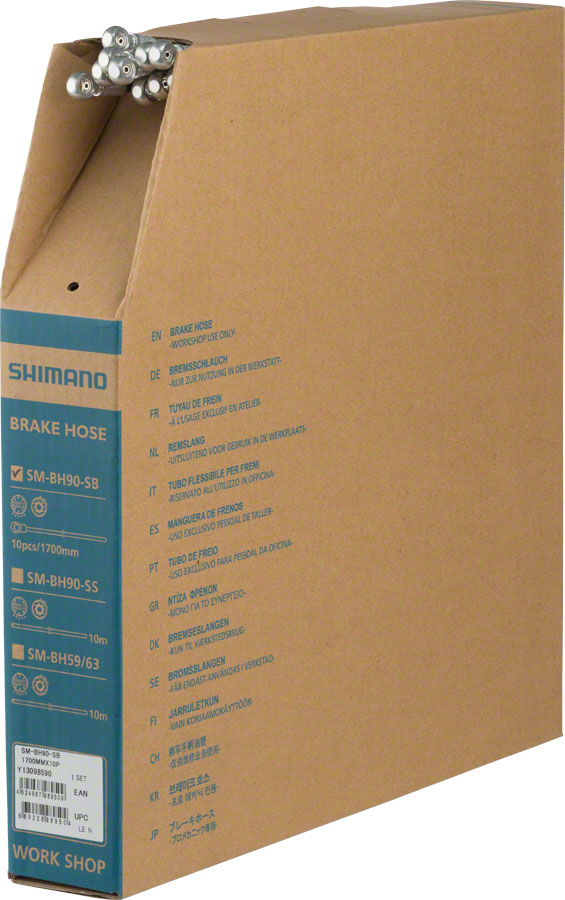 NEW Shimano SM-BH90-SB High Pressure Disc Brake Hose Kit - Normal Silver Banjo Caliper Connector, 1700mm, Black, Bulk Box of 10