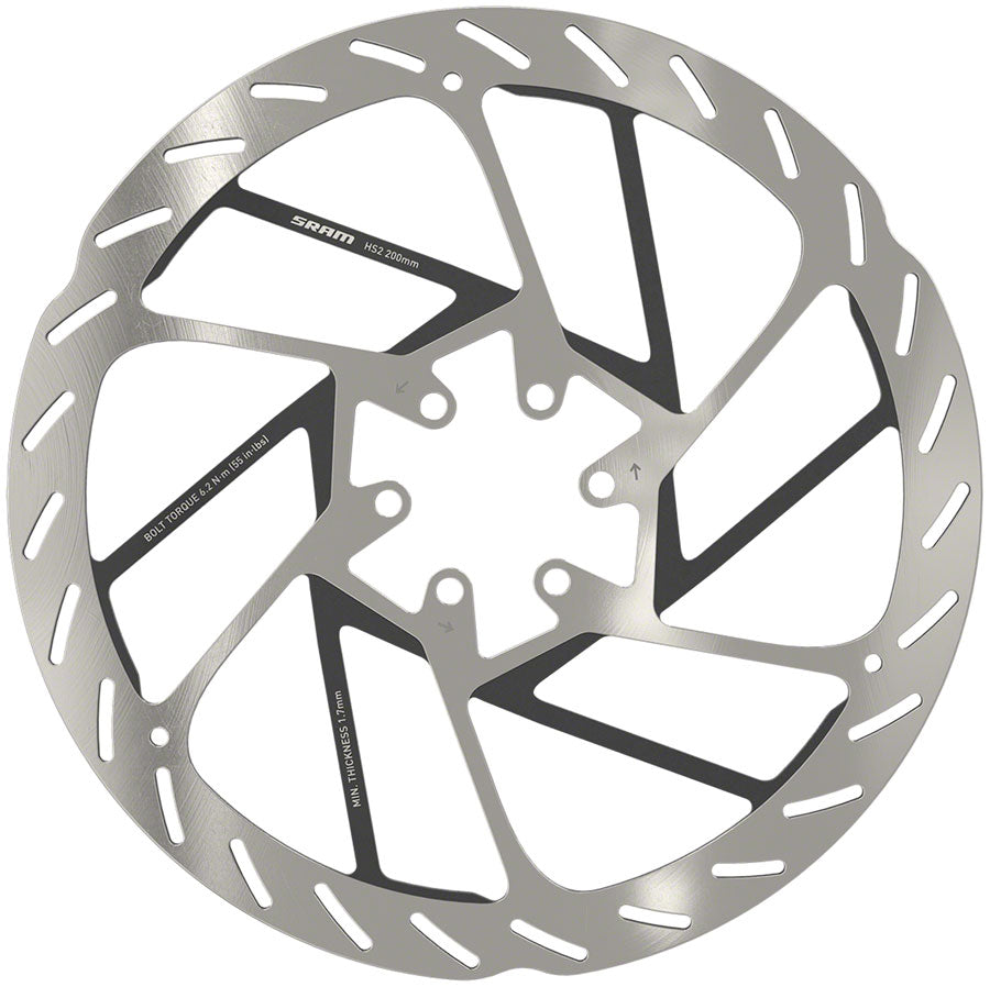 NEW SRAM HS2 Disc Brake Rotor - 200mm, 6-Bolt, Rounded, Silver/Black