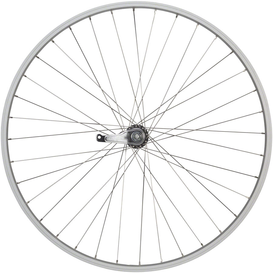 NEW Quality Wheels Value Single Wall Series Coaster Brake Rear Wheel - 700c, 3/8" x 124mm, Coaster Brake, 3 Prong Cog, Silver - Around the Cycle