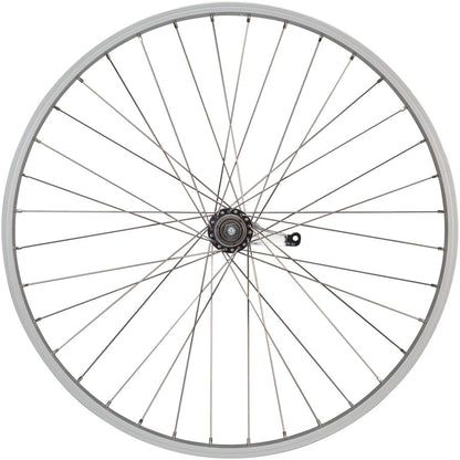 NEW Quality Wheels Value Single Wall Series Coaster Brake Rear Wheel - 26", 3/8" x 124mm, Coaster Brake, 3 Prong Cog, Silver - Around the Cycle