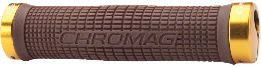 NEW Chromag Squarewave Grips - Brown/Gold, Lock-On