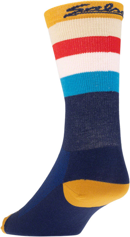NEW Salsa Team Polytone Sock - 8 inch, Navy, w/ Stripes, Large/X-Large - Around the Cycle