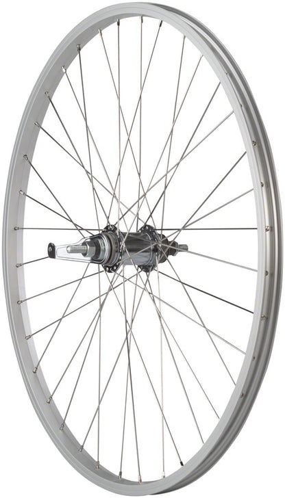 NEW Quality Wheels Value Single Wall Series Coaster Brake Rear Wheel - 26", 3/8" x 124mm, Coaster Brake, 3 Prong Cog, Silver - Around the Cycle