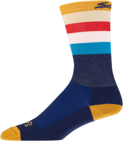 NEW Salsa Team Polytone Sock - 8 inch, Navy, w/ Stripes, Small/Medium - Around the Cycle