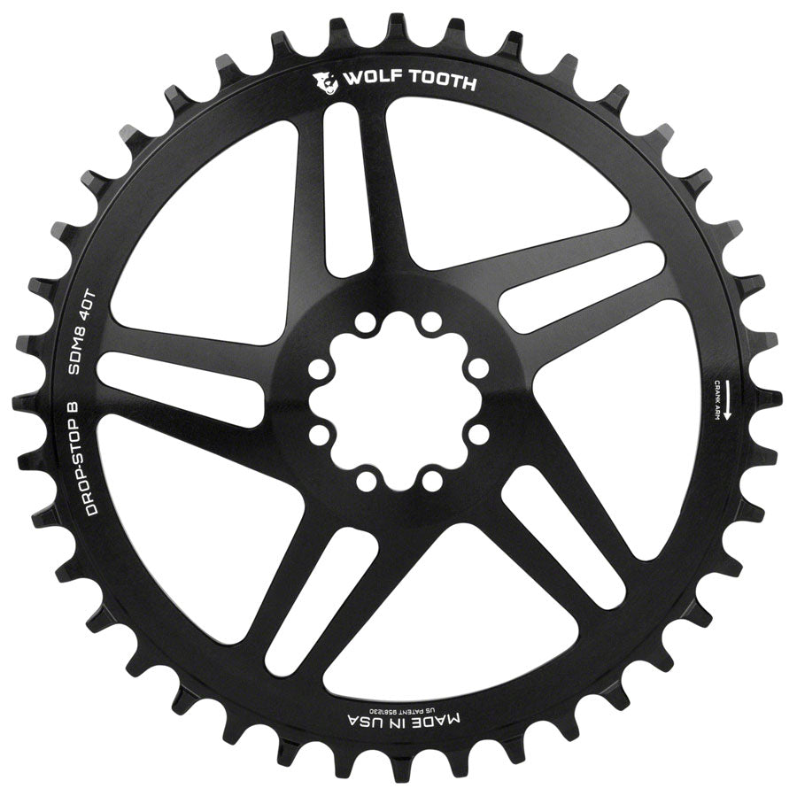 NEW Wolf Tooth Direct Mount Chainring - 44t, SRAM Direct Mount, Drop-Stop, For SRAM 8-Bolt Cranksets, 6mm Offset, Black - Around the Cycle
