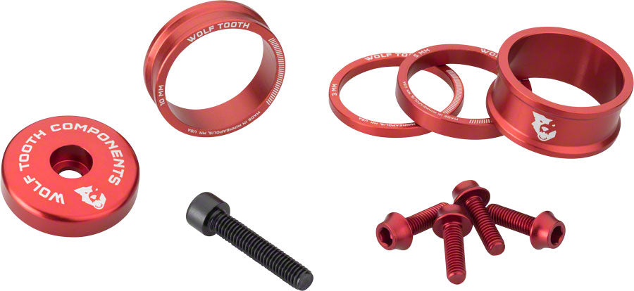 NEW Wolf Tooth BlingKit: Headset Spacer Kit 3 510 15mm Red