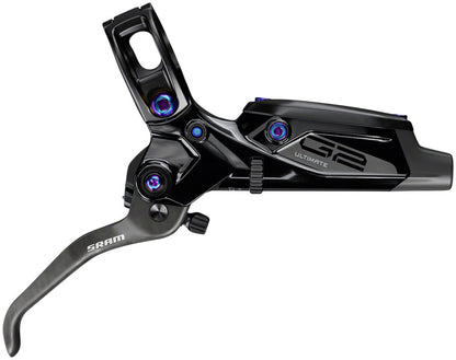 NEW SRAM G2 Ultimate Disc Brake and Lever - Rear, Post Mount, Carbon Lever, Titanium Hardware, Gloss Black with Rainbow Hardware, A2 - Around the Cycle