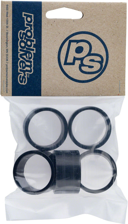 NEW Problem Solvers Headset Stack Spacer - 28.6, 20mm, Aluminum, Black, Bag of 5 - Around the Cycle