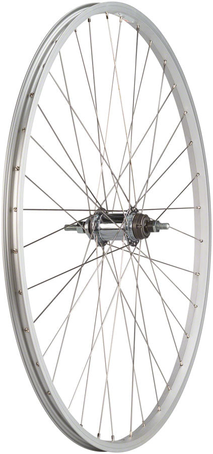 NEW Quality Wheels Value Single Wall Series Coaster Brake Rear Wheel - 700c, 3/8" x 124mm, Coaster Brake, 3 Prong Cog, Silver - Around the Cycle