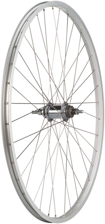 NEW Quality Wheels Value Single Wall Series Coaster Brake Rear Wheel - 700c, 3/8" x 124mm, Coaster Brake, 3 Prong Cog, Silver - Around the Cycle