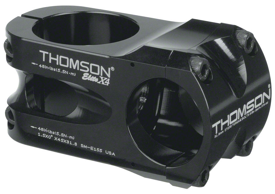 NEW Thomson Elite X4 Mountain Stem Thomson Elite X4 Mountain Stem - 45mm, 31.8 Clamp, +/-0, 38.1, Aluminum, Black - Around the Cycle