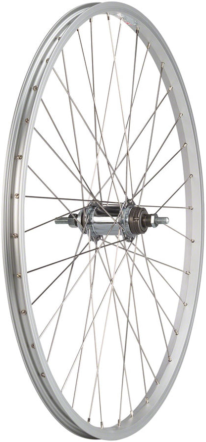 NEW Quality Wheels Value Single Wall Series Coaster Brake Rear Wheel - 26", 3/8" x 124mm, Coaster Brake, 3 Prong Cog, Silver - Around the Cycle