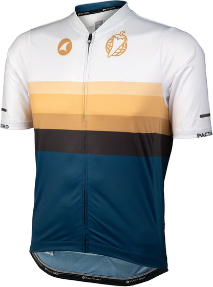 NEW Salsa Latitude Men's Jersey - White, Navy Blue, Black , w/ Stripes, Medium - Around the Cycle