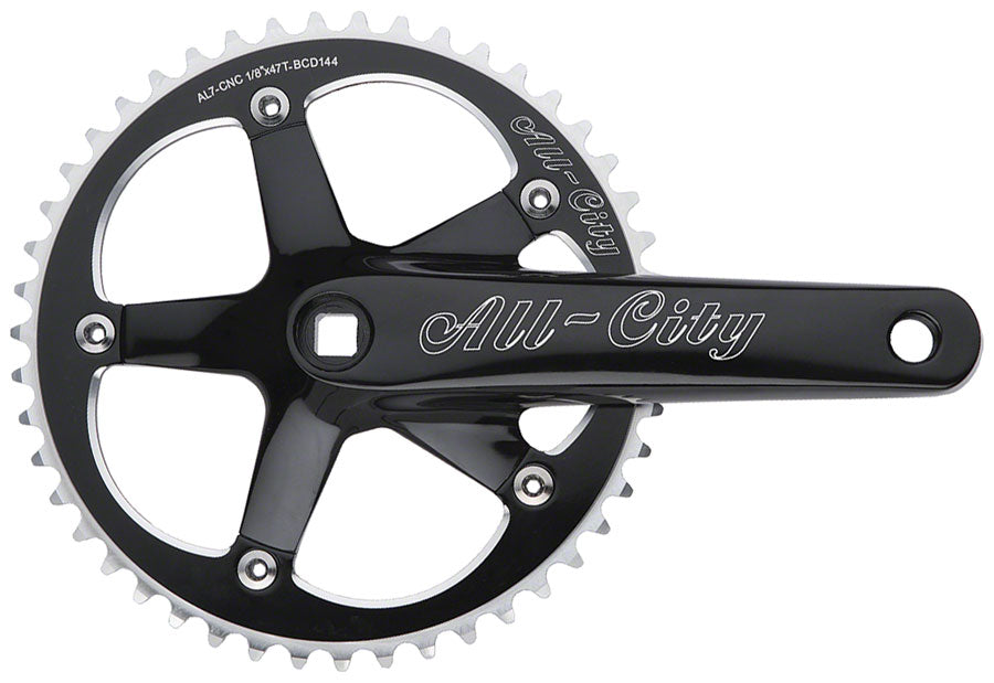 NEW All-City 612 Crankset All-City 612 Track Crankset - 170mm, Single Speed, 46t, 144 BCD, Square Taper JIS Spindle Interface, Black