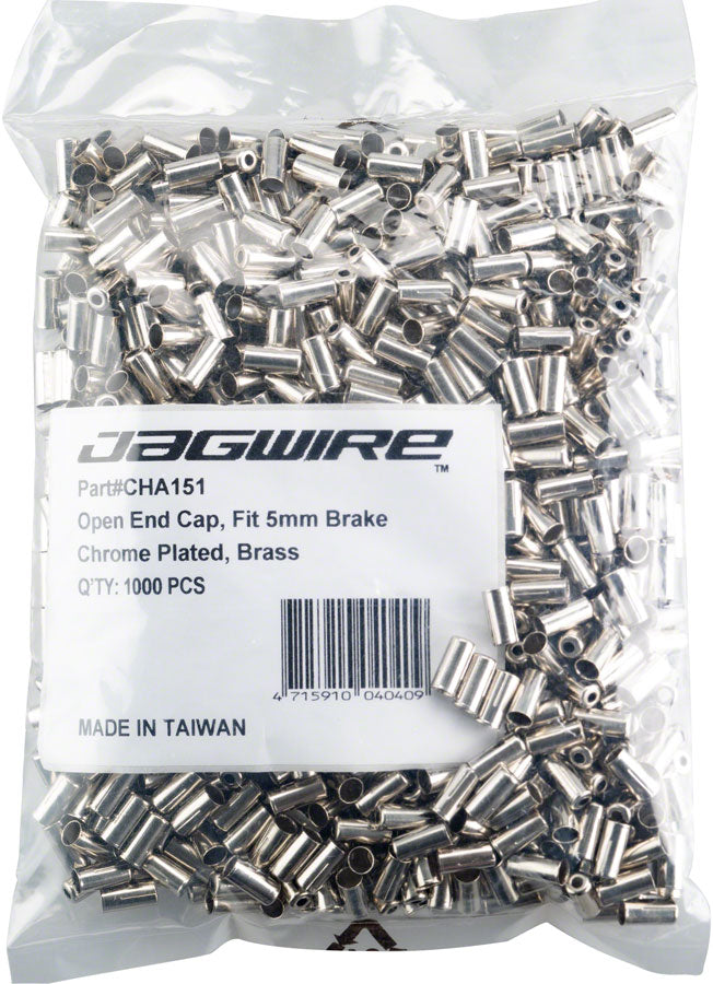 NEW Jagwire 5mm Open Pre-Crimped End Caps Refill Bag of 1000, Chrome Plated