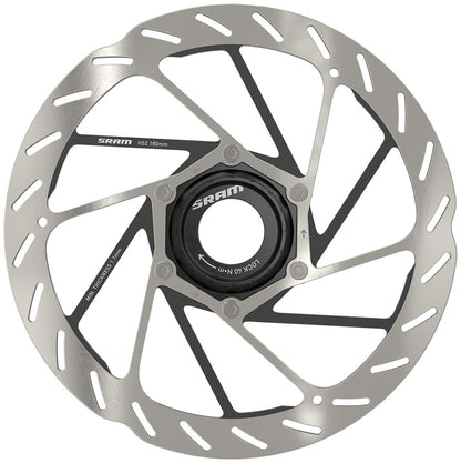 NEW SRAM HS2 Disc Brake Rotor - 180mm, Center Lock, Rounded, Silver/Black - Around the Cycle