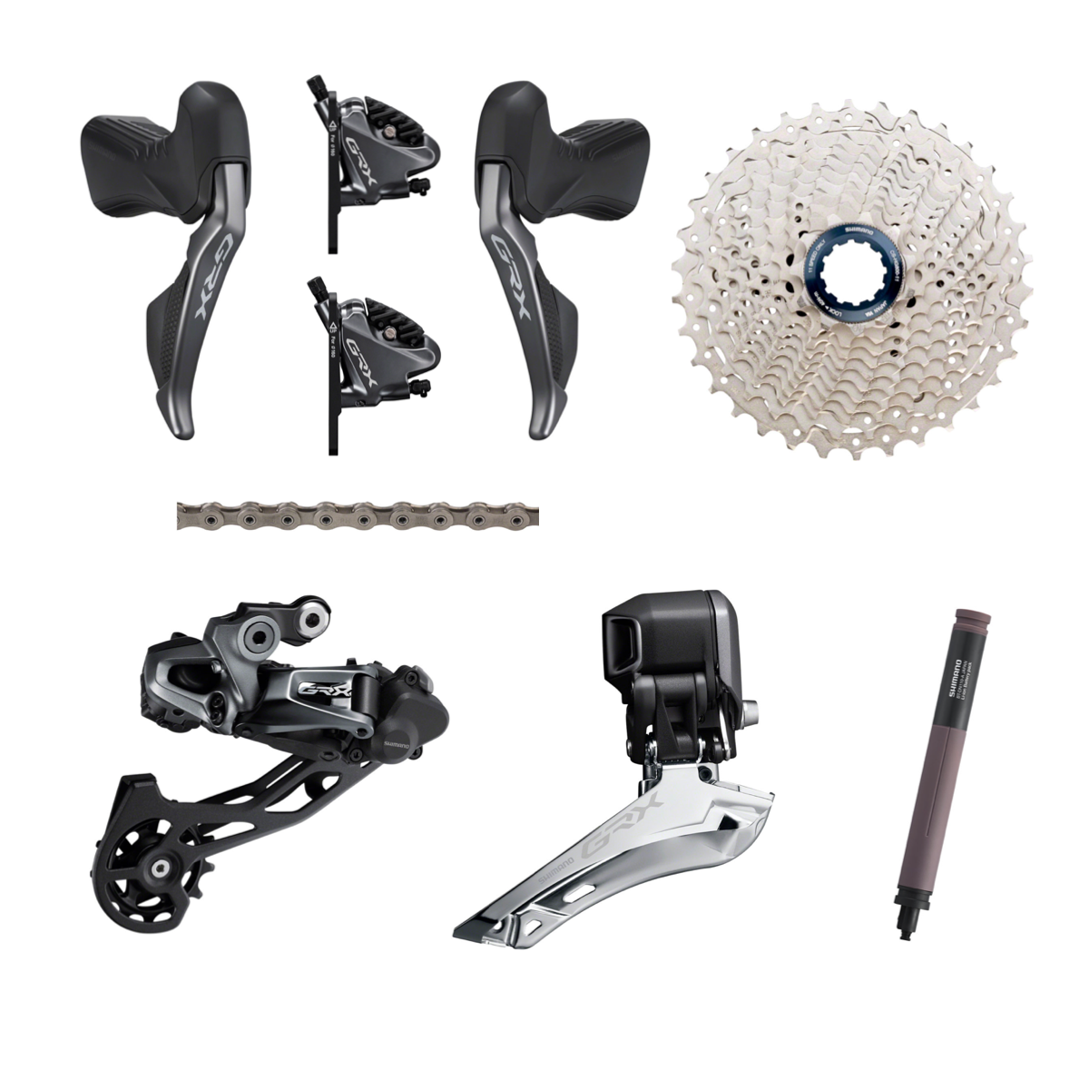 New Shimano Grx Rx815 Di2 2x11 Speed Gravel Electronic Groupset Around The Cycle